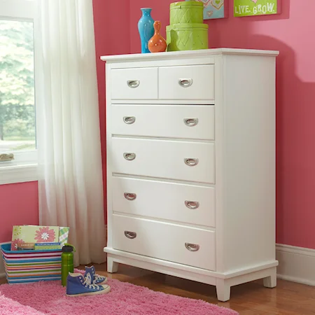 Transitional 6 Drawer Chest with Chrome-Colored Hardware